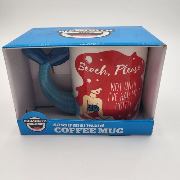 Big Mouth Inc Sassy Mermaid Beach Please 20oz Coffee Mug Mermaid Tail Handle‎ - Picture 1 of 6